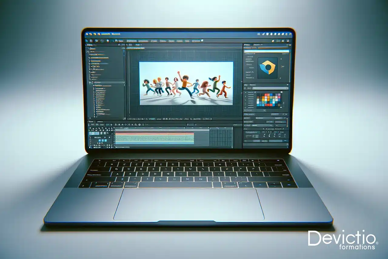 Ordinateur illustrant notre formation Character Animator à Lyon, idéal pour apprendre à animer vos personnages.