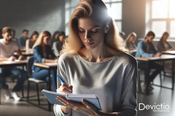 Une participante engagée dans la Formation Mieux se Connaître à Lyon, améliorant sa communication positive